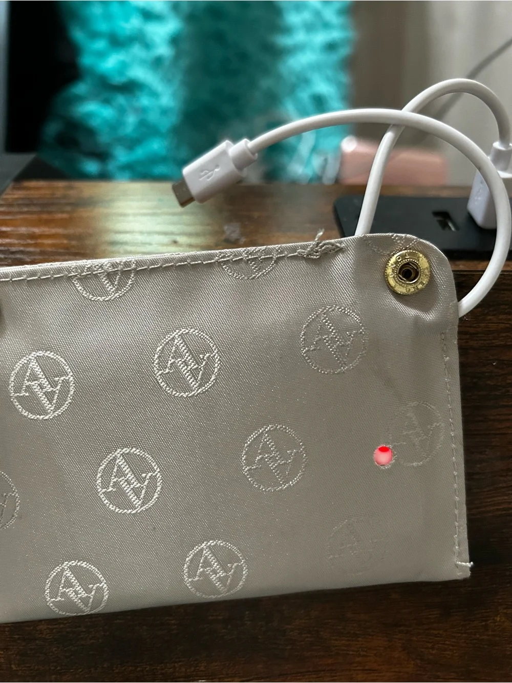 Adrienne Vittadini Pale Pink Tech Wristlet Wallet Clutch with Gold Logo